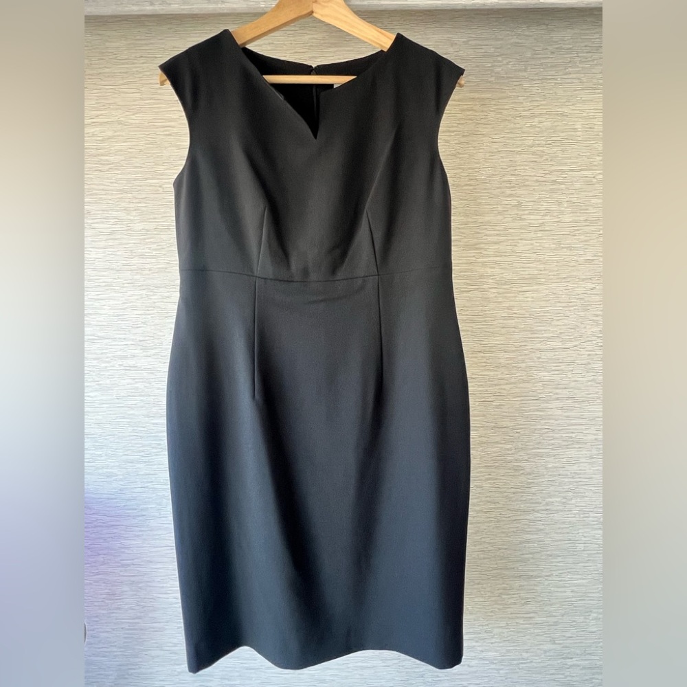 Kasper Black V-Notch Sleeveless Midi Sheath Dress NWT🖤